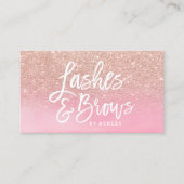 鞭の額のばら色の金ゴールドのグリッターのピンクの水彩画 名刺 (正面)