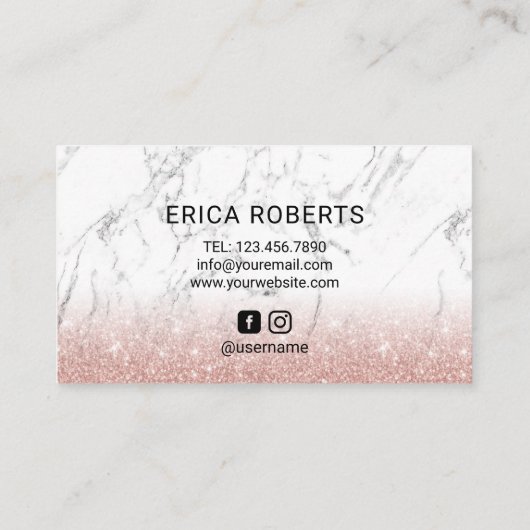 鞭の額のメーキャップアーティストのばら色の金ゴールドのモダンの大理石 名刺 (裏面)