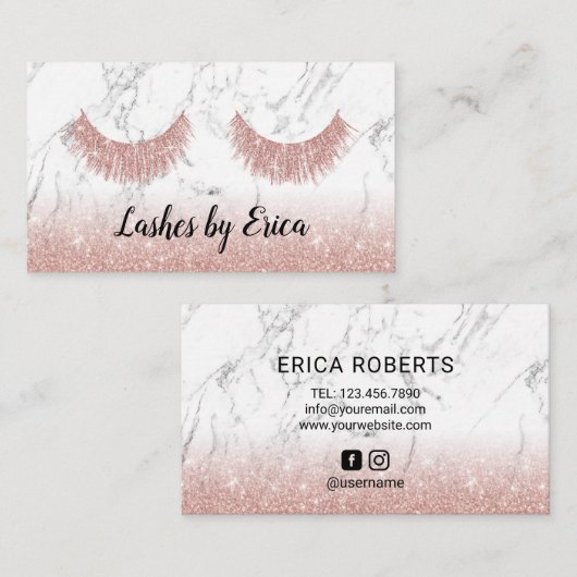 鞭の額のメーキャップアーティストのばら色の金ゴールドのモダンの大理石 名刺 (正面/裏面)