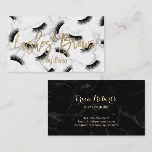 鞭の額のメーキャップアーティストのエレガントな大理石のサロン 名刺 (正面/裏面)