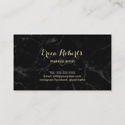 鞭の額のメーキャップアーティストのエレガントな大理石のサロン 名刺 (裏面)
