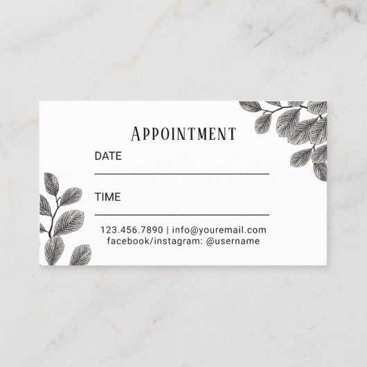 鞭の額のメーキャップアーティストの植物のアポイントメント 名刺 (裏面)