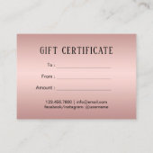 鞭及びロックのメーキャップアーティストのギフト券 割引カード (裏面)