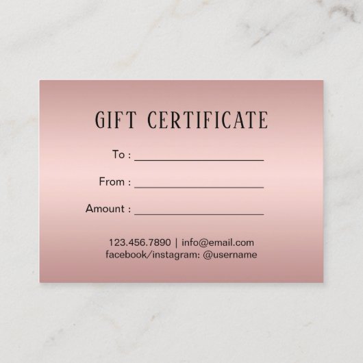 鞭及びロックのメーキャップアーティストのギフト券 割引カード (裏面)