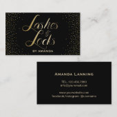 鞭及びロックのメーキャップアーティストのモダンな黒及び金ゴールド 名刺 (正面/裏面)