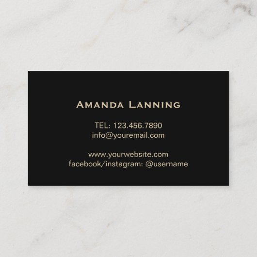 鞭及びロックのメーキャップアーティストのモダンな黒及び金ゴールド 名刺 (裏面)