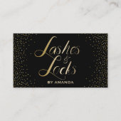鞭及びロックのメーキャップアーティストのモダンな黒及び金ゴールド 名刺 (正面)