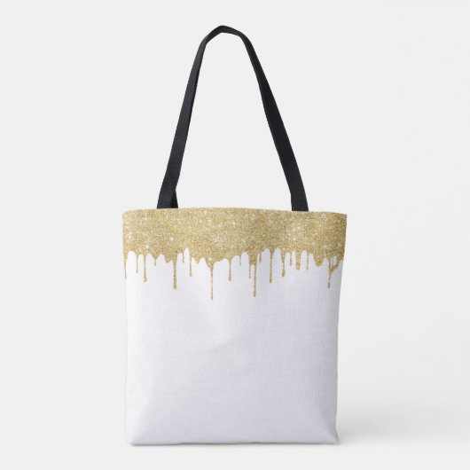 鞭及び唇の美しいの女の子のモダンな金ゴールドの滴ること トートバッグ (裏面)