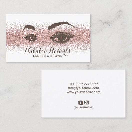 鞭及び額のメーキャップアーティストのばら色の金ゴールドのグリッター 名刺 (正面/裏面)