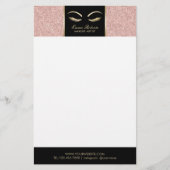 鞭及び額のメーキャップアーティストのばら色の金ゴールドの美容院 便箋 (正面)