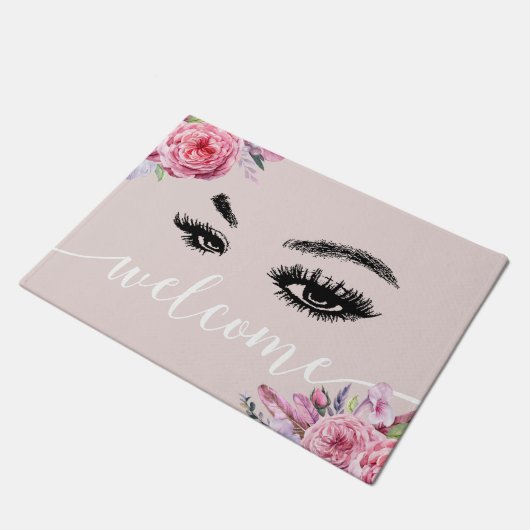 鞭及び額のメーキャップアーティストの花のサロンの歓迎 ドアマット (アングル)