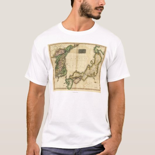 韓国およびJapanPanoramic MapKoreaおよび日本 Tシャツ (正面)