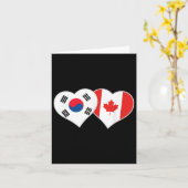 韓国とカナダの国旗 ハート 韓国 カナダ カード (黄色い花)