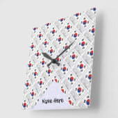 韓国と韓国の国旗のタイル名 スクエア壁時計 (傾斜)