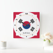 韓国と韓国の国旗トレンディーファッション/デザイン スクエア壁時計 (ホーム)