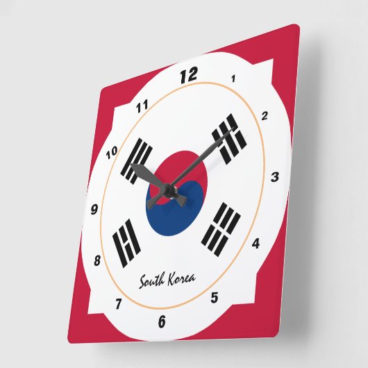 韓国と韓国の国旗トレンディーファッション/デザイン スクエア壁時計 (傾斜)