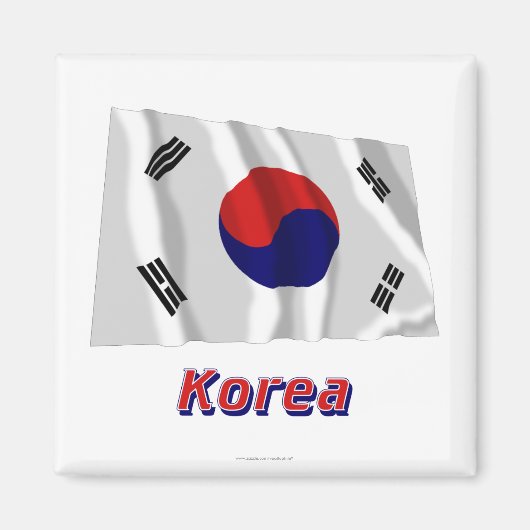 韓国なびく国旗の名称 マグネット (正面)
