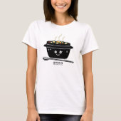 韓国のぴりっとする柔らかい豆腐のシチュースープjjigaeの熱い卵 tシャツ (正面)