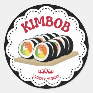 韓国のキンパプのイラストステッカー ラウンドシール
