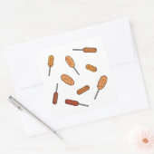 韓国のコーン犬、韓国のおやつや、韓国のホットドッグ、 スクエアシール (封筒)