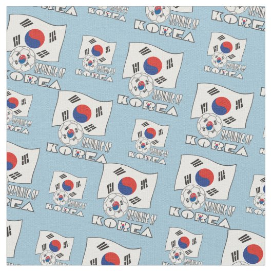韓国のサッカーボールと国旗 ファブリック (クローズアップ)