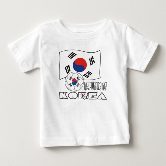 韓国のサッカーボールと国旗 ベビーTシャツ (正面)