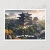 韓国のソウル アート ビンテージ 旅行 イラスト ポストカード (正面)