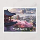 韓国のソウル アート ビンテージ 旅行 イラスト ポストカード (正面)