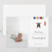 韓国のドルの1歳の誕生日の写真の感謝カード 招待状 (正面/裏面)