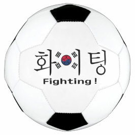 韓国のハングルと旗を支持するファイター サッカーボール