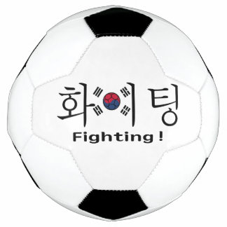 韓国のハングルと旗を支持するファイター サッカーボール