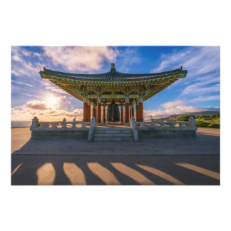 韓国の亭拡大写真 | 日没の壁掛けアート フォトプリント