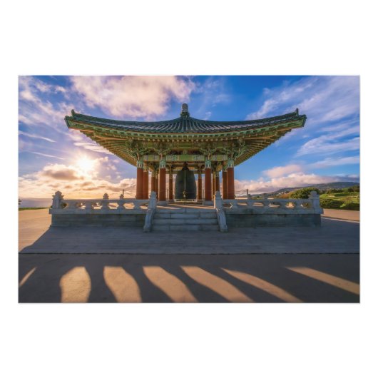 韓国の亭拡大写真 | 日没の壁掛けアート フォトプリント (正面)
