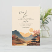 韓国の伝統的な風景の結婚式招待状 招待状 (スタンド正面)