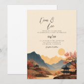 韓国の伝統的な風景の結婚式招待状 招待状 (正面/裏面)