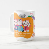 韓国の伝統衣装ハンボクを着たK-Cats | かわいい韓国の伝統文化ギフト コーヒーマグカップ (正面左)