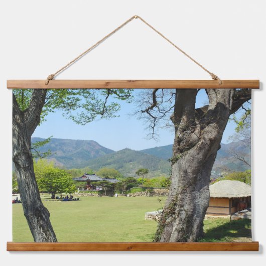 韓国の写真でデザインされた水平線 吊り下げ型タペストリー (正面)