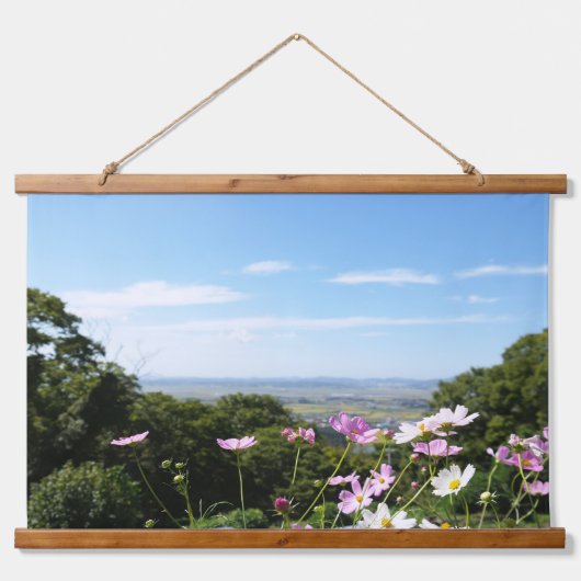 韓国の写真でデザインされた水平線 吊り下げ型タペストリー (正面)