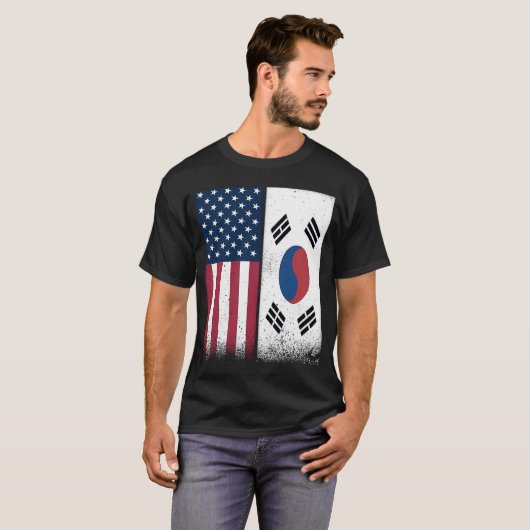 韓国の南米フラッグス誇りを持ったアメリカ Tシャツ (正面フル)