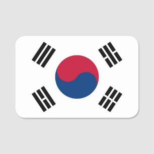 韓国の国旗が付いた愛国的な名前タグ 名札
