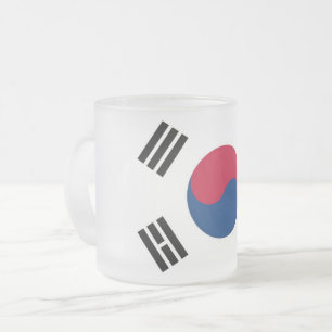 韓国の国旗で曇った小さなガラス製のマグカップ フロストグラスマグカップ