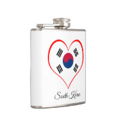 韓国の国旗とハート、韓国/スポーツファン フラスク (右)