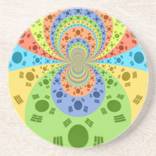 韓国の国旗に着想を得た抽象アートプリント コースター (正面)