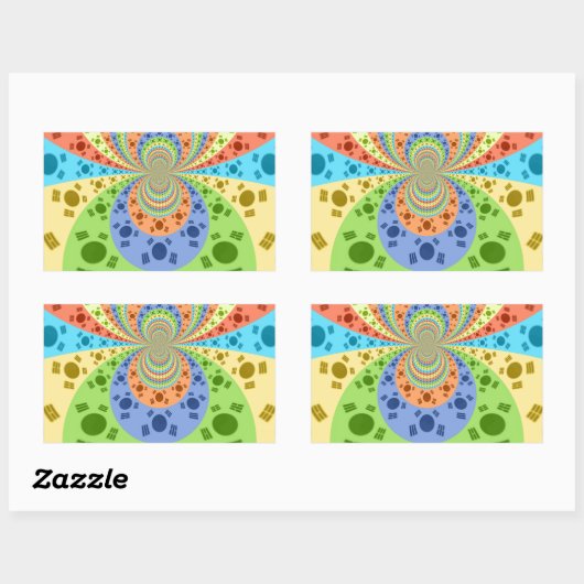 韓国の国旗に着想を得た抽象アートプリント 長方形シール (シート)