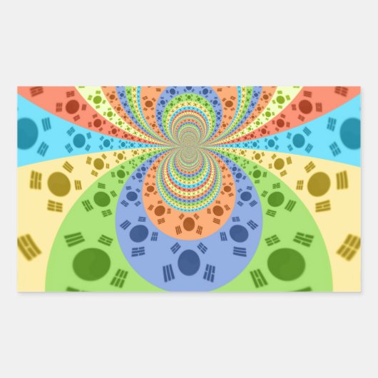 韓国の国旗に着想を得た抽象アートプリント 長方形シール (正面)