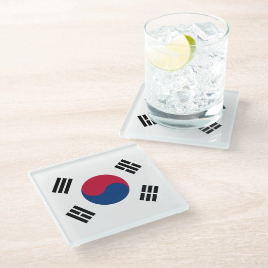 韓国の国旗を持つガラスのコースター ガラスコースター (アングル)