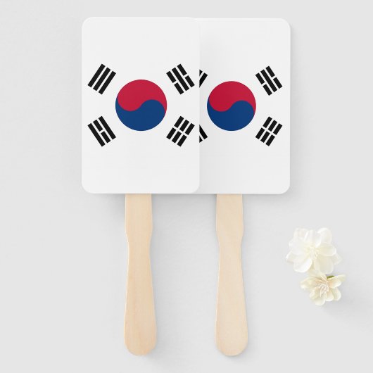韓国の国旗を掲げた扇風機 ハンドファン (正面&裏面)