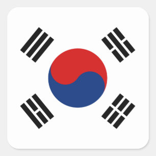 韓国の国旗シール スクエアシール