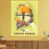 韓国の地図図解入りの、写真付きのポスター キャンバスプリント (インサイチュ (リビング))