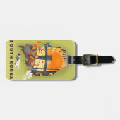 韓国の地図図解入りの、写真付きのポスター ラゲッジタグ (正面横)